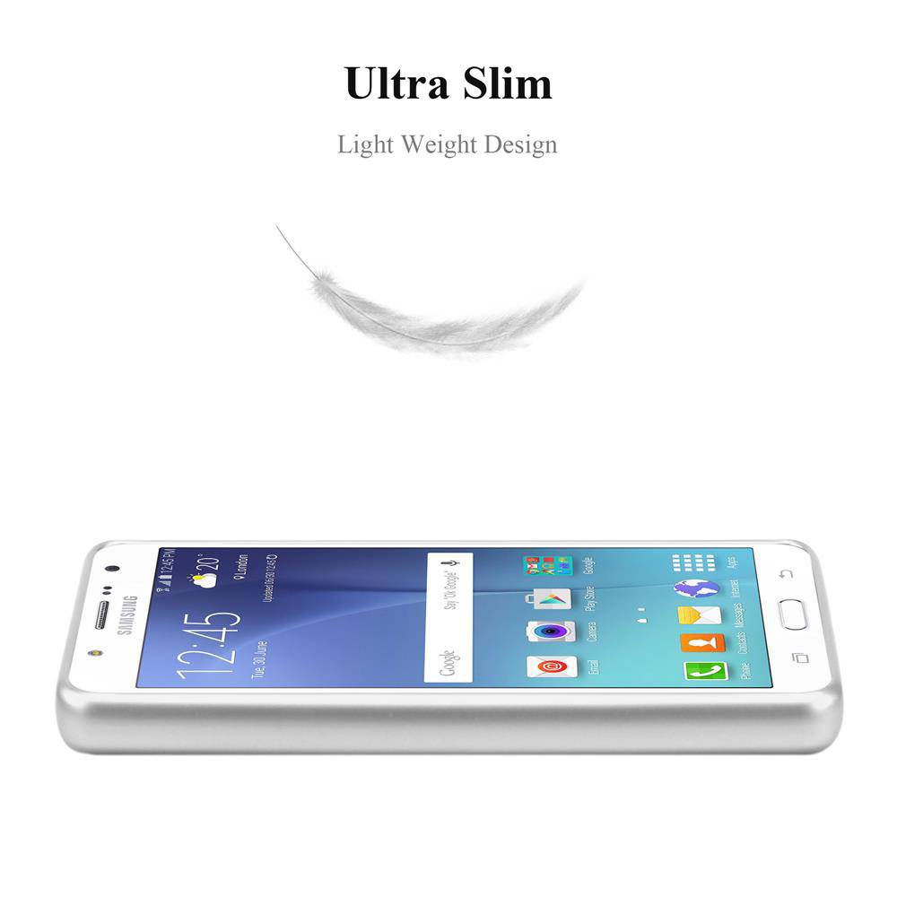 Cadorabo Schutzhülle für Samsung Galaxy J7 2015 Hülle in Silber Handyhülle TPU Silikon Etui Cover Case