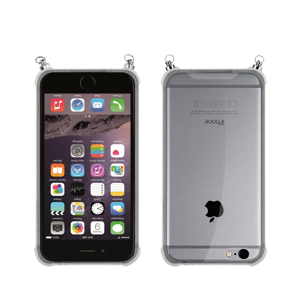 Silikon Hülle Handykette für Apple iPhone 6 / 6S mit goldenen Ringen in DURCHSICHTIG