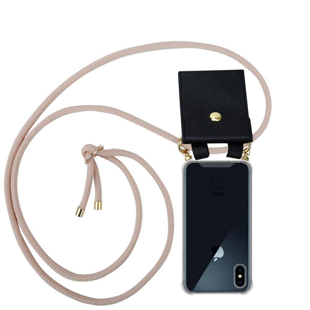 Cadorabo Hülle für Apple iPhone X / XS Schutzhülle in Rosa Handy Kette Silikon Kordel abnehmbares Etui