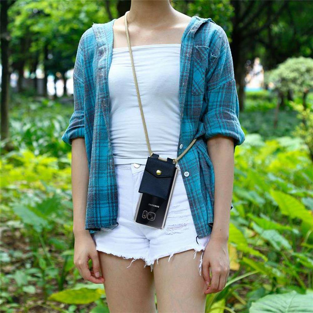 Cadorabo Hülle für Samsung Galaxy S7 Schutzhülle in Braun Handy Kette Silikon Kordel abnehmbares Etui