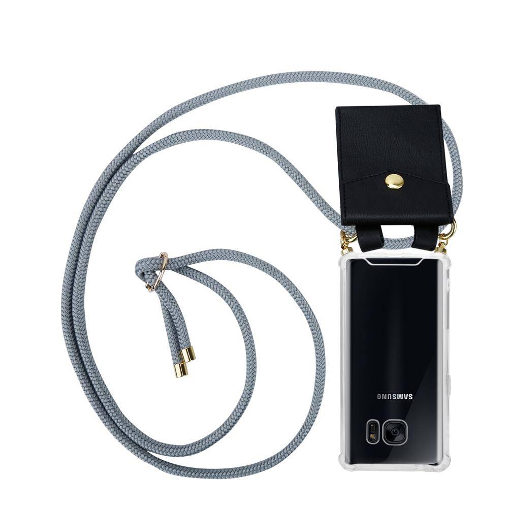 Cadorabo Hülle für Samsung Galaxy S7 Schutzhülle in Grau Handy Kette Silikon Kordel abnehmbares Etui