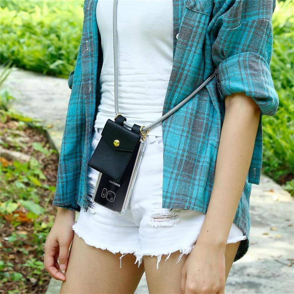 Cadorabo Hülle für Samsung Galaxy S7 Schutzhülle in Grau Handy Kette Silikon Kordel abnehmbares Etui