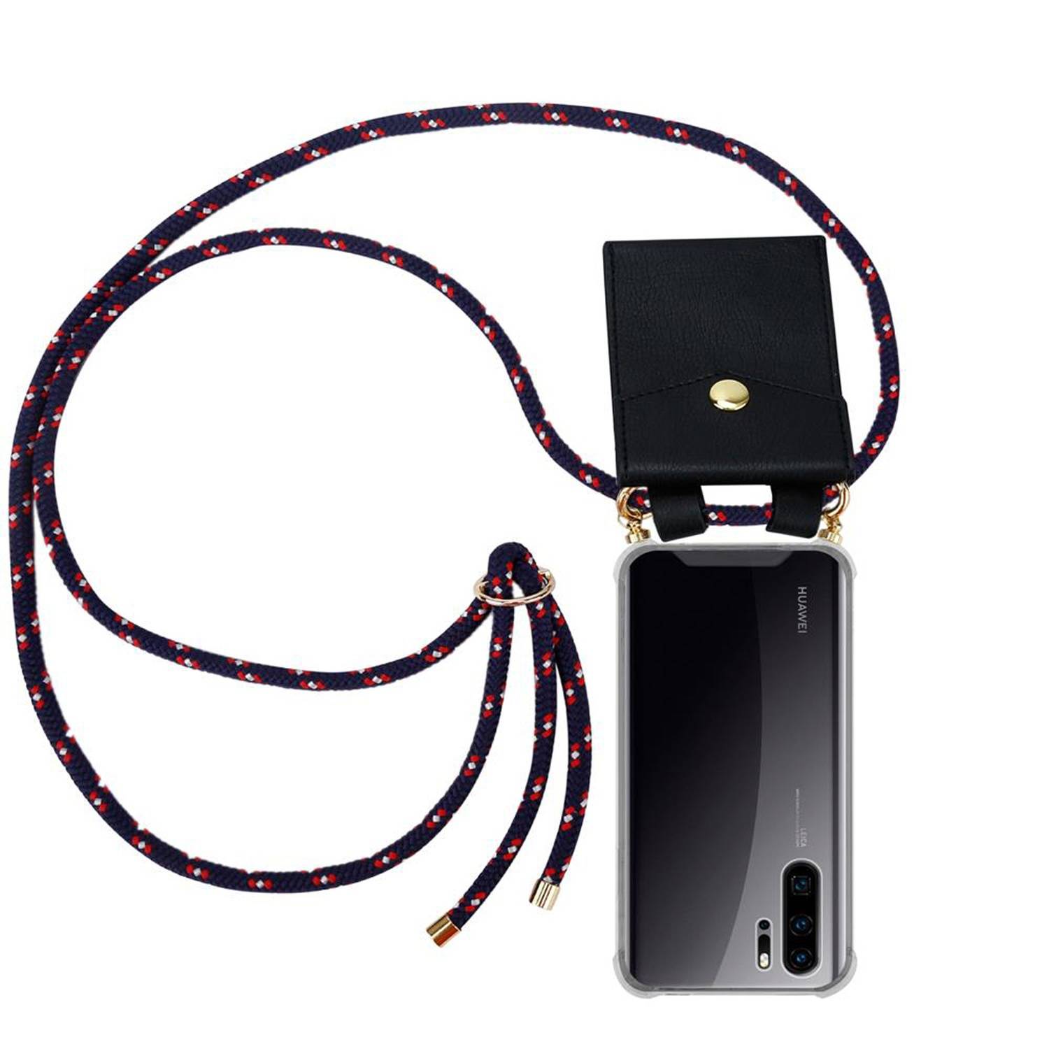 Cadorabo Hülle für Huawei P30 PRO Schutzhülle in Blau Handy Kette Silikon Kordel abnehmbares Etui