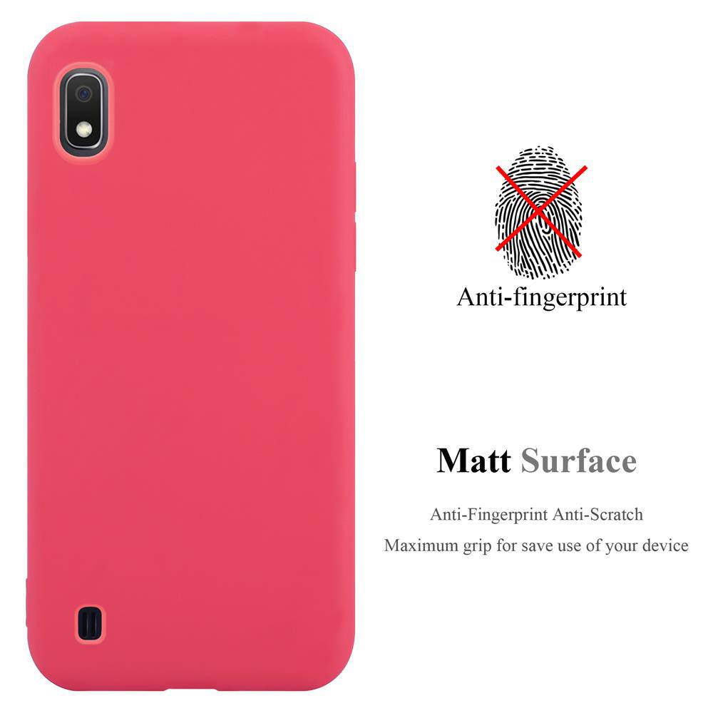 Cadorabo Hülle für Samsung Galaxy A10 / M10 Schutzhülle in Rot Handyhülle TPU Silikon Etui Case Cover