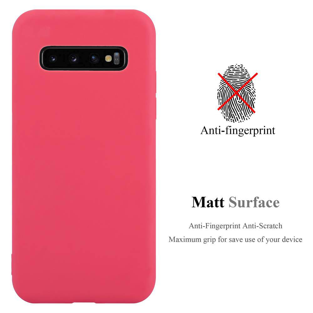 Cadorabo Hülle für Samsung Galaxy S10 4G Schutzhülle in Rot Handyhülle TPU Silikon Etui Case Cover
