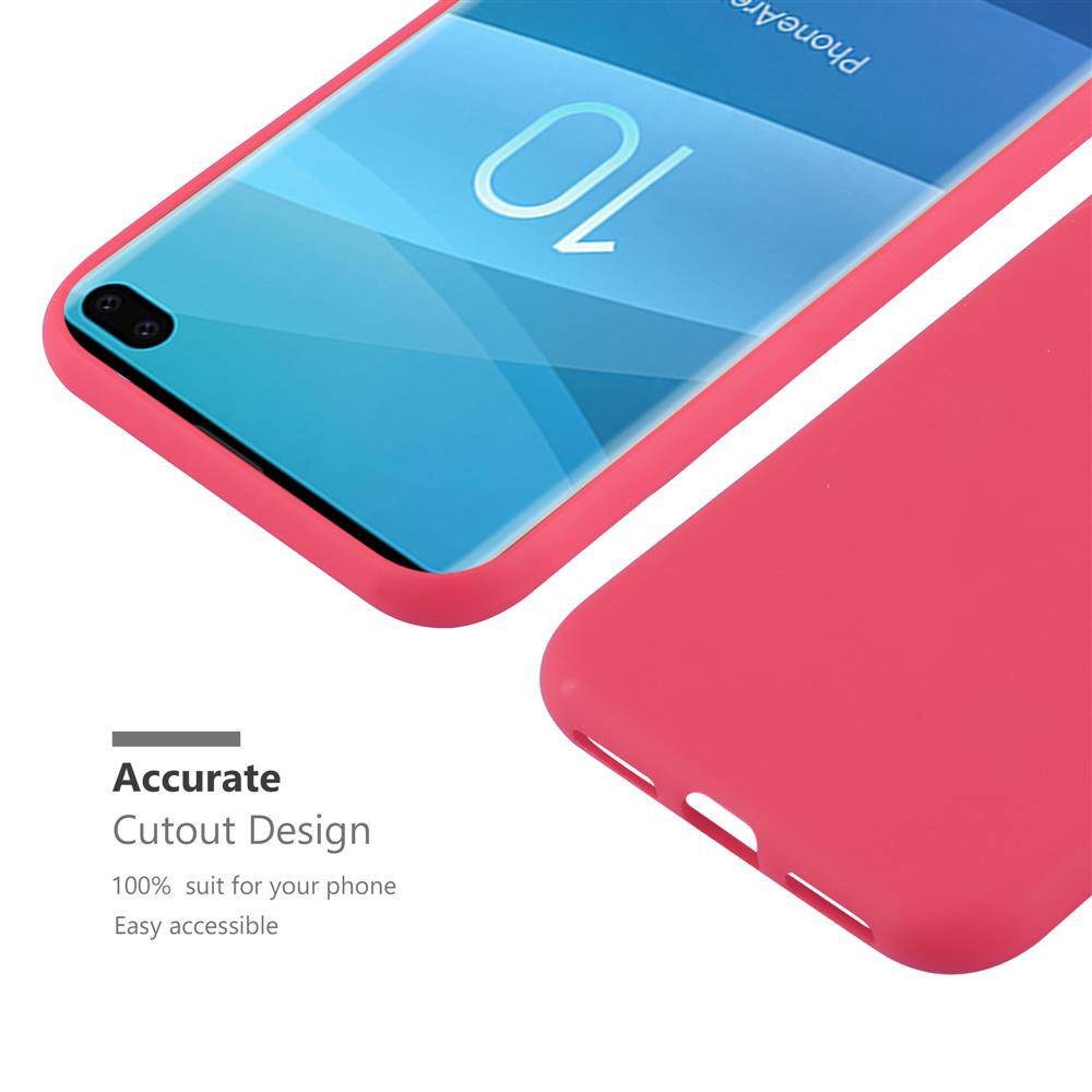 Cadorabo Hülle für Samsung Galaxy S10 PLUS Schutzhülle in Rot Handyhülle TPU Silikon Etui Case Cover