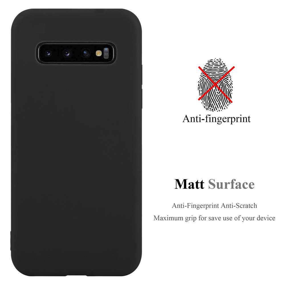 Cadorabo Hülle für Samsung Galaxy S10 PLUS Schutzhülle in Schwarz Handyhülle TPU Silikon Etui Case Cover