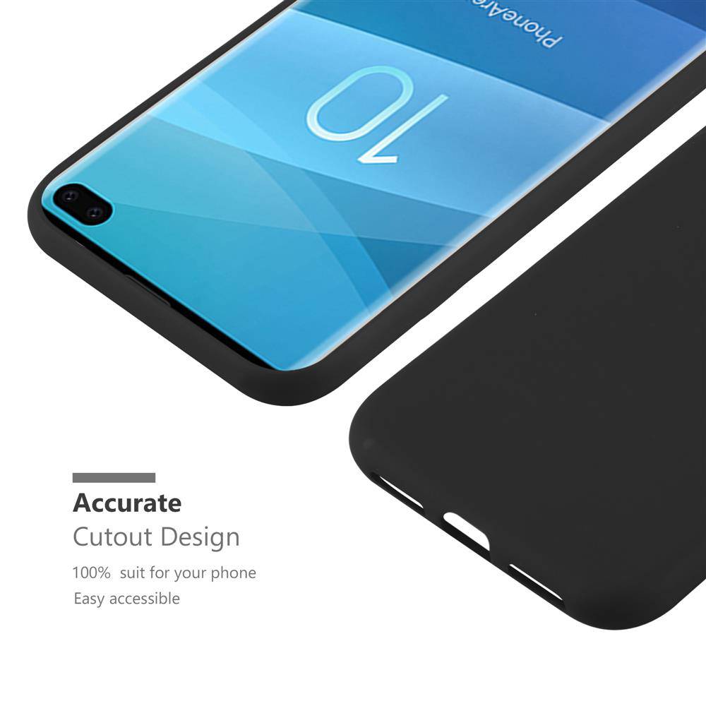 Cadorabo Hülle für Samsung Galaxy S10 PLUS Schutzhülle in Schwarz Handyhülle TPU Silikon Etui Case Cover