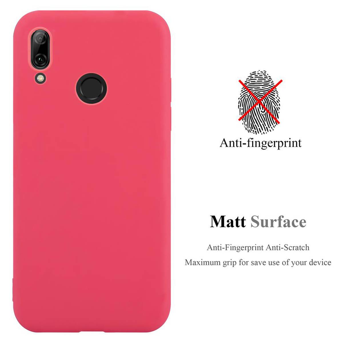 Cadorabo Hülle für Honor 10 LITE / Huawei P SMART 2019 Schutzhülle in Rot Handyhülle TPU Silikon Etui Case Cover