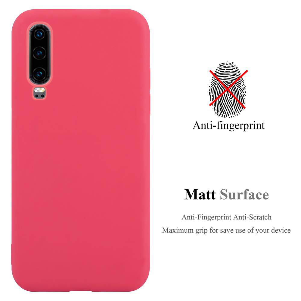 Cadorabo Hülle für Huawei P30 Schutzhülle in Rot Handyhülle TPU Silikon Etui Case Cover