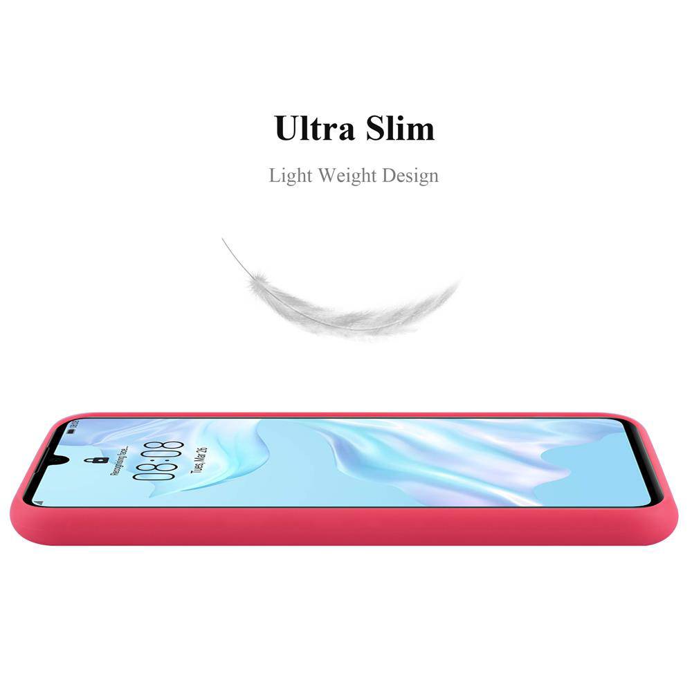 Cadorabo Hülle für Huawei P30 Schutzhülle in Rot Handyhülle TPU Silikon Etui Case Cover