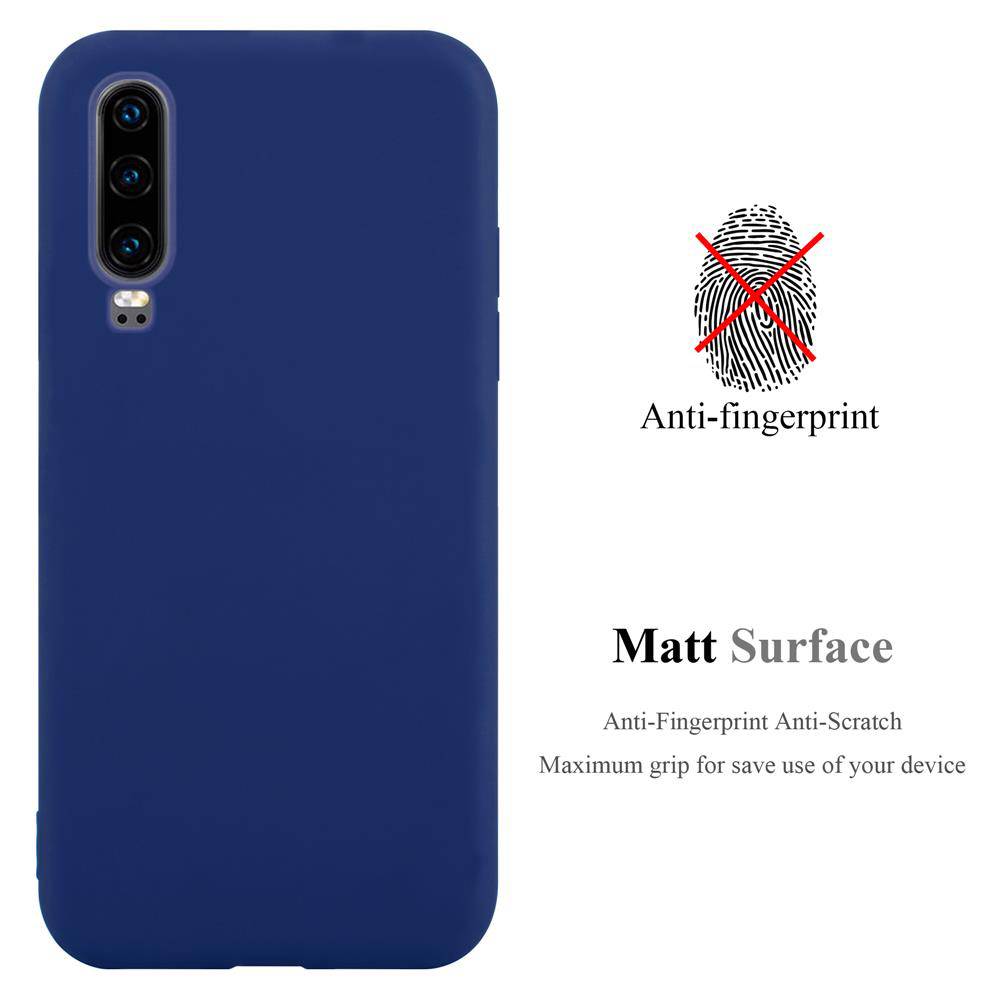 Cadorabo Hülle für Huawei P30 Schutzhülle in Blau Handyhülle TPU Silikon Etui Case Cover