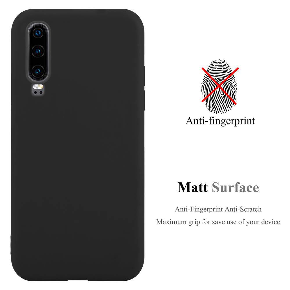 Cadorabo Hülle für Huawei P30 Schutzhülle in Schwarz Handyhülle TPU Silikon Etui Case Cover