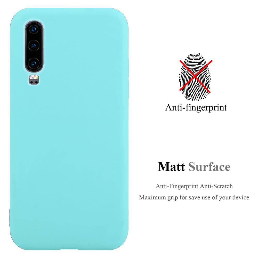 Cadorabo Hülle für Huawei P30 Schutzhülle in Blau Handyhülle TPU Silikon Etui Case Cover
