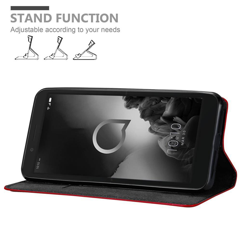 Cadorabo Hülle für Alcatel 1C 2019 Schutz Hülle in Rot Handyhülle Etui Case Cover Magnetverschluss
