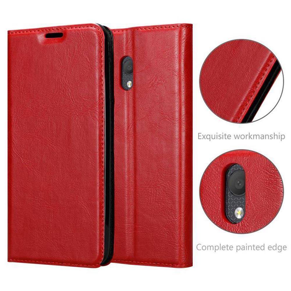 Cadorabo Hülle für Alcatel 1C 2019 Schutz Hülle in Rot Handyhülle Etui Case Cover Magnetverschluss