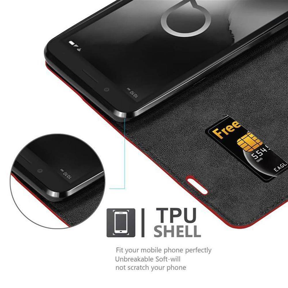 Cadorabo Hülle für Alcatel 1C 2019 Schutz Hülle in Rot Handyhülle Etui Case Cover Magnetverschluss