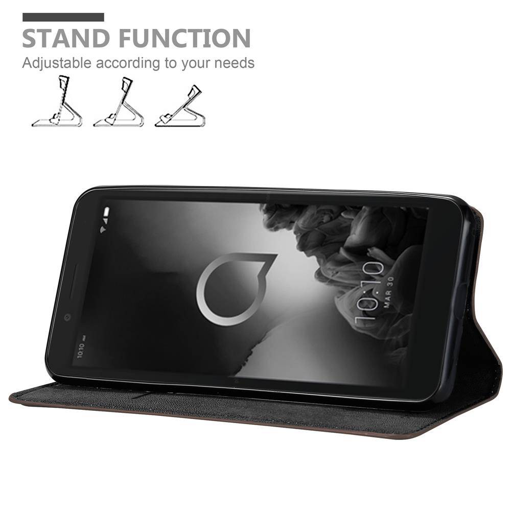 Cadorabo Hülle für Alcatel 1C 2019 Schutz Hülle in Braun Handyhülle Etui Case Cover Magnetverschluss