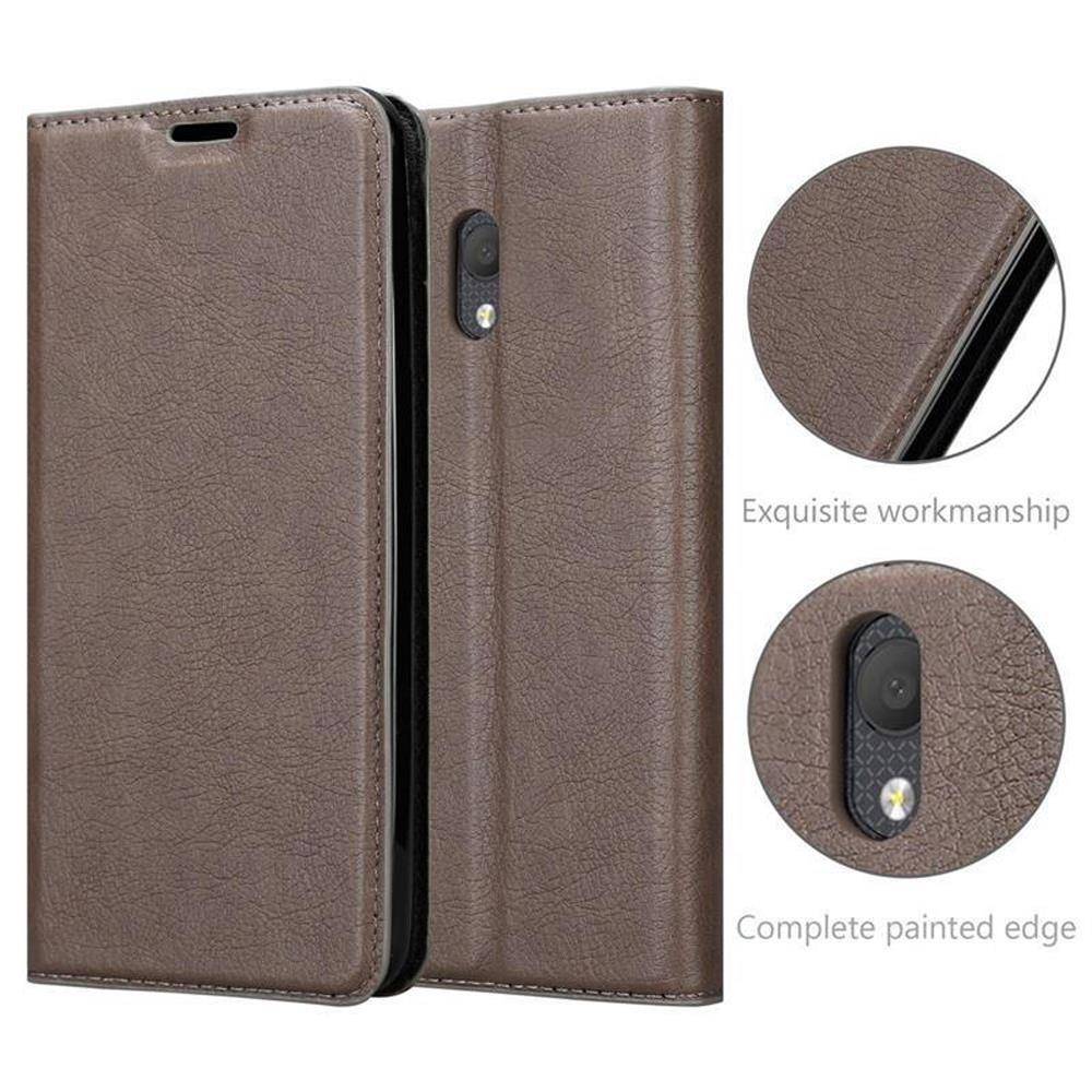 Cadorabo Hülle für Alcatel 1C 2019 Schutz Hülle in Braun Handyhülle Etui Case Cover Magnetverschluss