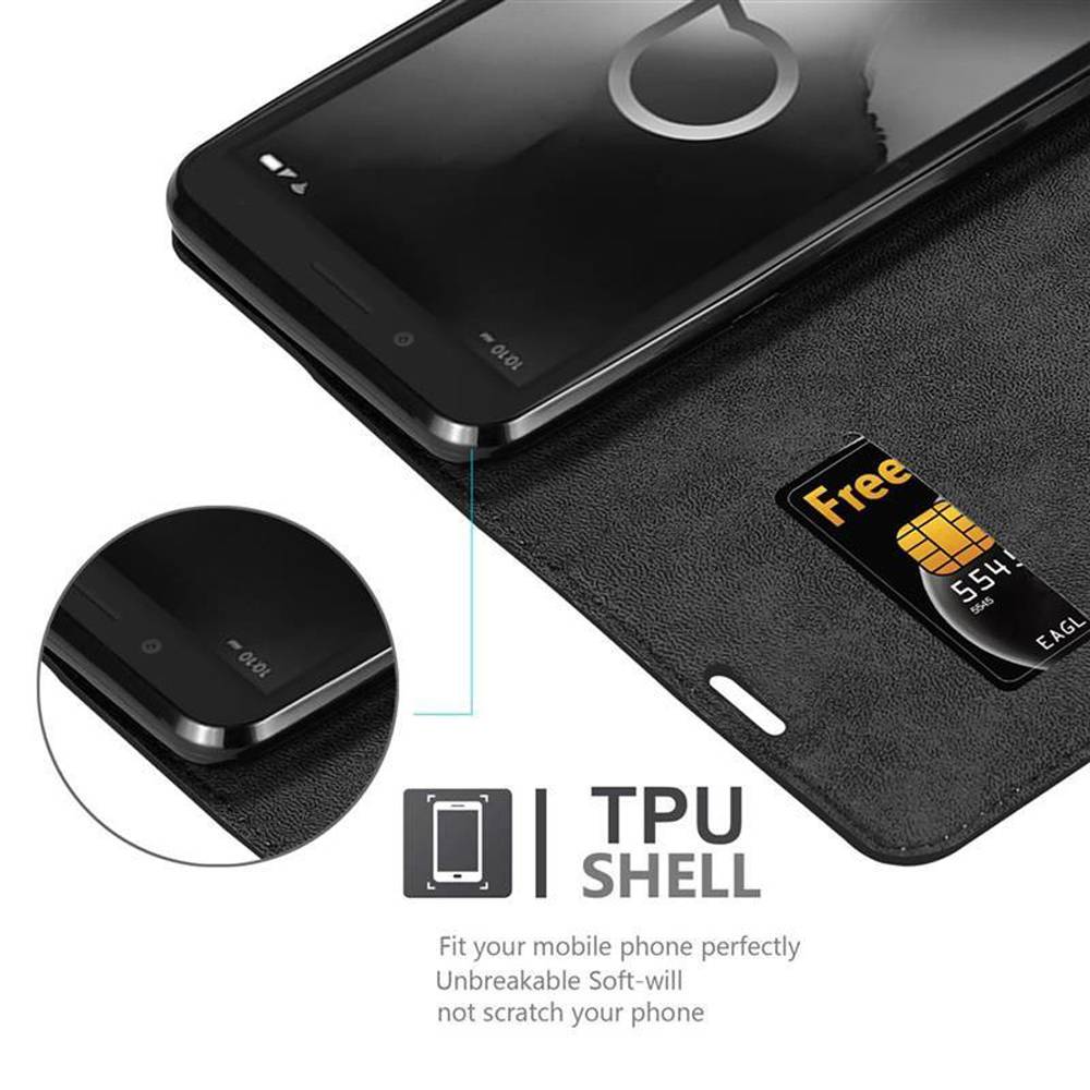 Cadorabo Hülle für Alcatel 1C 2019 Schutz Hülle in Schwarz Handyhülle Etui Case Cover Magnetverschluss