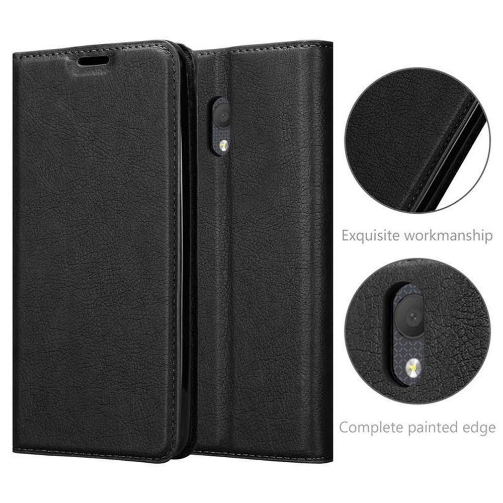 Cadorabo Hülle für Alcatel 1C 2019 Schutz Hülle in Schwarz Handyhülle Etui Case Cover Magnetverschluss