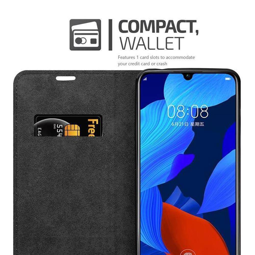 Cadorabo Hülle für Huawei NOVA 5 / 5 PRO Schutz Hülle in Schwarz Handyhülle Etui Case Cover Magnetverschluss