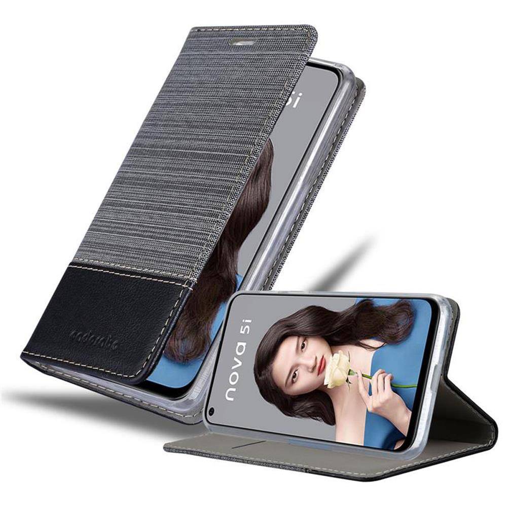 Cadorabo Hülle für Huawei NOVA 5i / P20 LITE 2019 Schutzhülle in Grau Handy Hülle Etui Book Case Cover