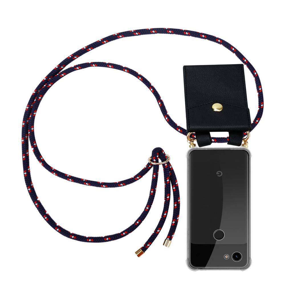 Cadorabo Hülle für Google PIXEL 3A Schutzhülle in Blau Handy Kette Silikon Kordel abnehmbares Etui