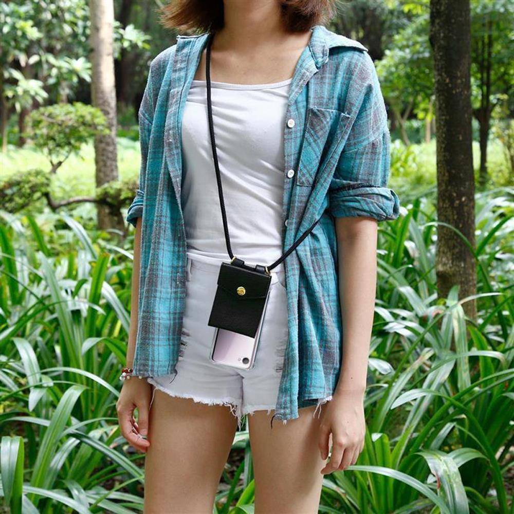 Cadorabo Hülle für HTC Desire 12 Schutzhülle in Schwarz Handy Kette Silikon Kordel abnehmbares Etui