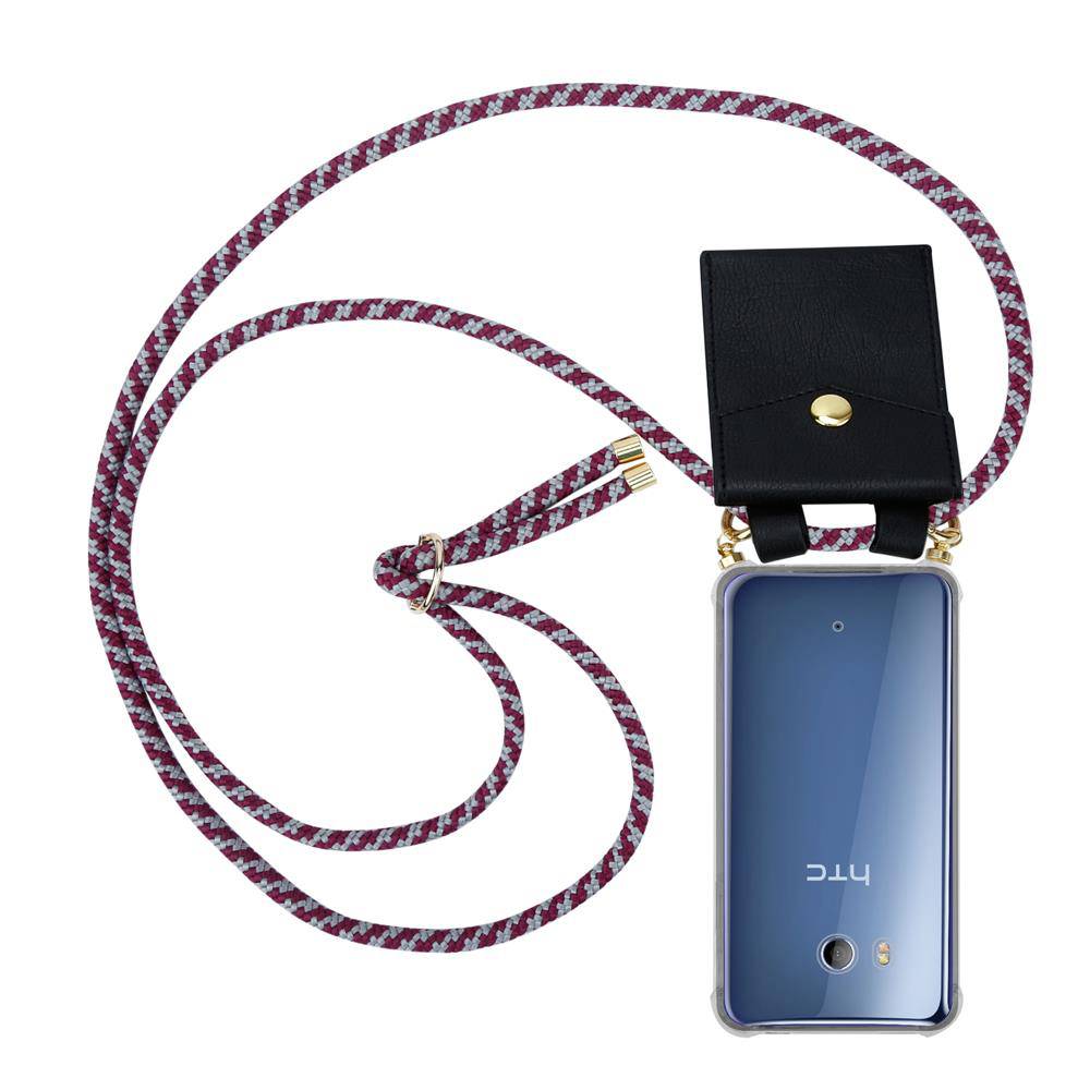 Cadorabo Hülle für HTC OCEAN / U11 Schutzhülle in Rot Handy Kette Silikon Kordel abnehmbares Etui