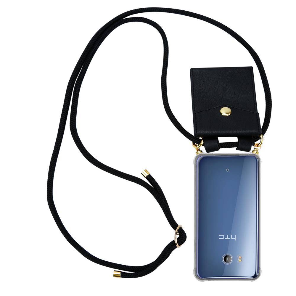 Cadorabo Hülle für HTC OCEAN / U11 Schutzhülle in Schwarz Handy Kette Silikon Kordel abnehmbares Etui