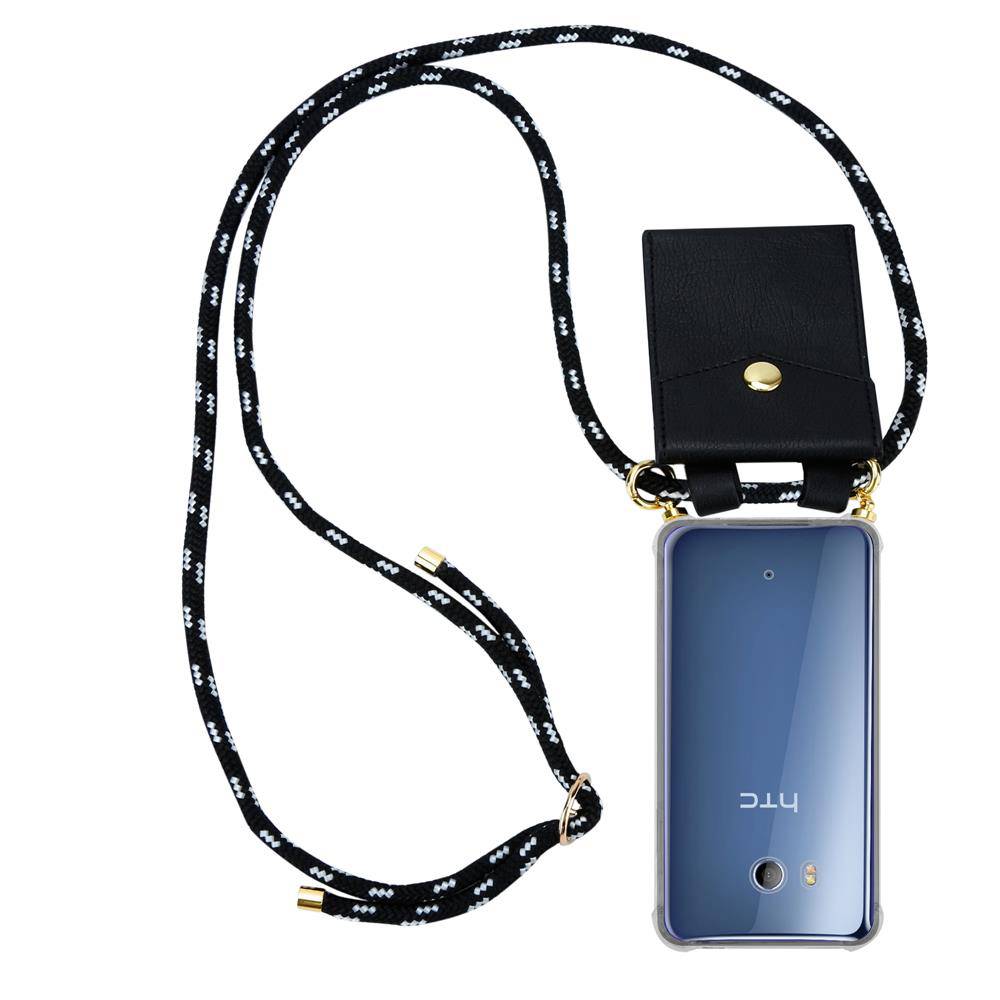 Cadorabo Hülle für HTC OCEAN / U11 Schutzhülle in Schwarz Handy Kette Silikon Kordel abnehmbares Etui