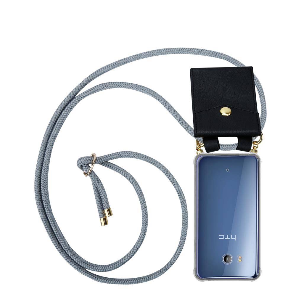 Cadorabo Hülle für HTC OCEAN / U11 Schutzhülle in Grau Handy Kette Silikon Kordel abnehmbares Etui