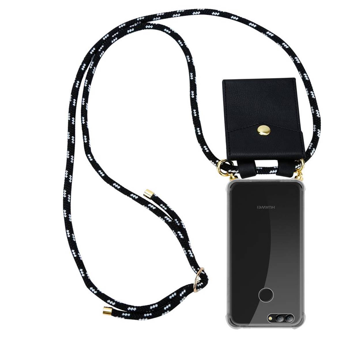Cadorabo Hülle für Huawei NOVA 2 Schutzhülle in Schwarz Handy Kette Silikon Kordel abnehmbares Etui