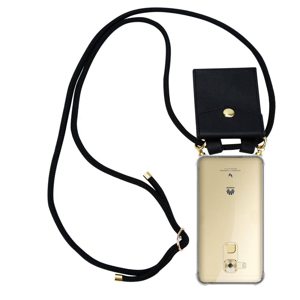 Cadorabo Hülle für Huawei NOVA PLUS Schutzhülle in Schwarz Handy Kette Silikon Kordel abnehmbares Etui
