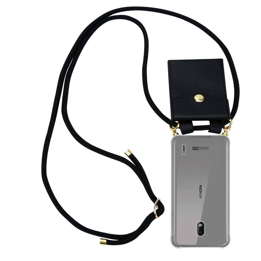 Cadorabo Hülle für Nokia 2.2 Schutzhülle in Schwarz Handy Kette Silikon Kordel abnehmbares Etui