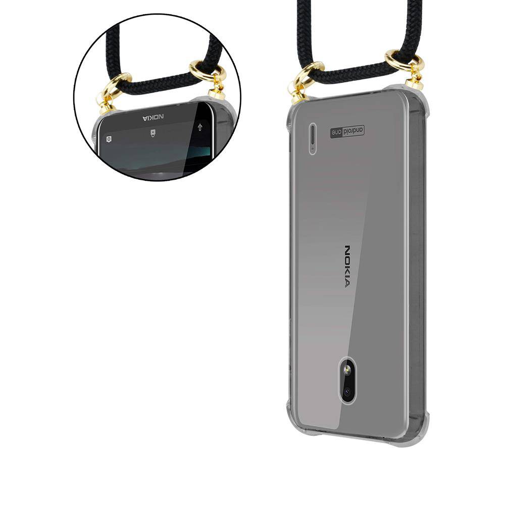 Cadorabo Hülle für Nokia 2.2 Schutzhülle in Schwarz Handy Kette Silikon Kordel abnehmbares Etui