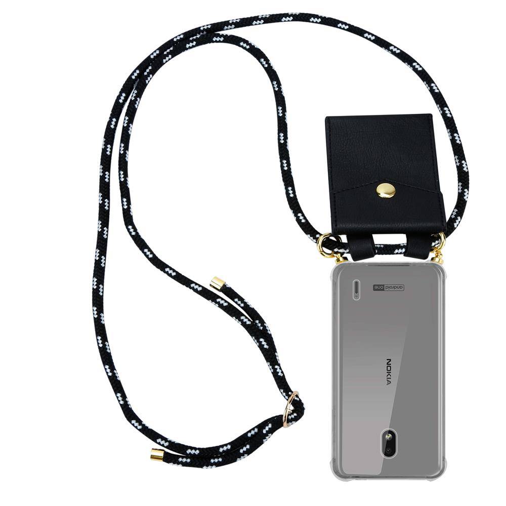 Cadorabo Hülle für Nokia 2.2 Schutzhülle in Schwarz Handy Kette Silikon Kordel abnehmbares Etui