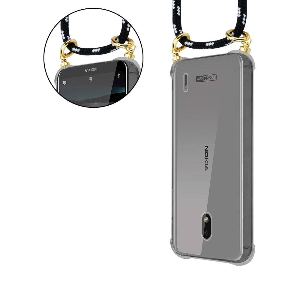Cadorabo Hülle für Nokia 2.2 Schutzhülle in Schwarz Handy Kette Silikon Kordel abnehmbares Etui