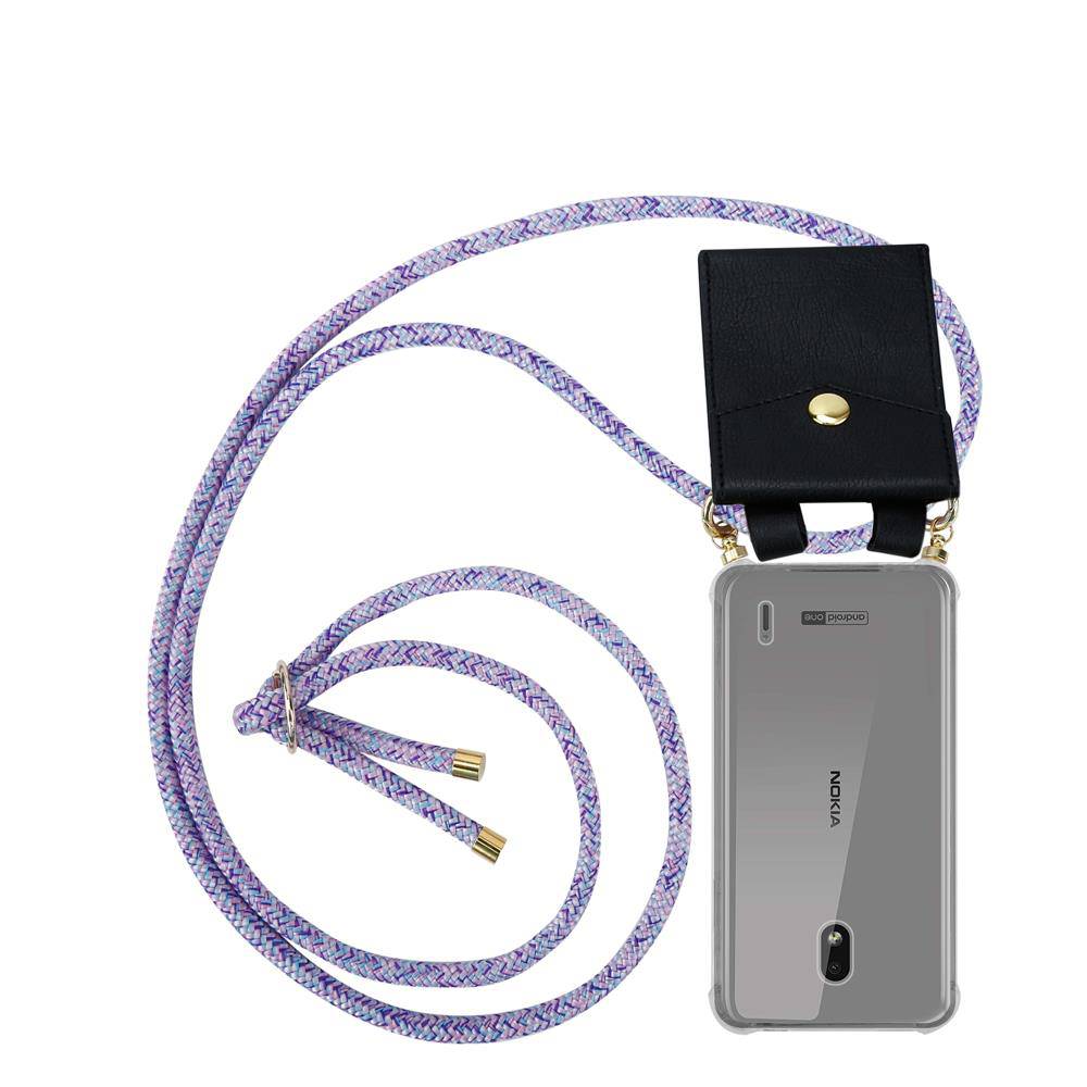 Cadorabo Hülle für Nokia 2.2 Schutzhülle in Lila Handy Kette Silikon Kordel abnehmbares Etui