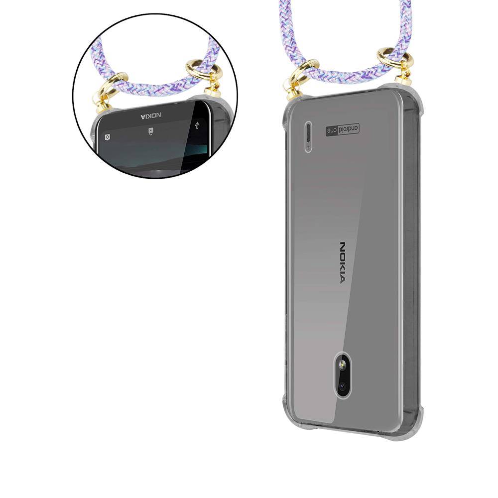 Cadorabo Hülle für Nokia 2.2 Schutzhülle in Lila Handy Kette Silikon Kordel abnehmbares Etui