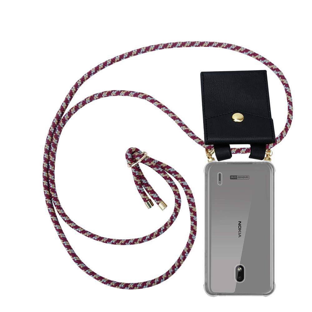 Cadorabo Hülle für Nokia 2.2 Schutzhülle in Rot Handy Kette Silikon Kordel abnehmbares Etui