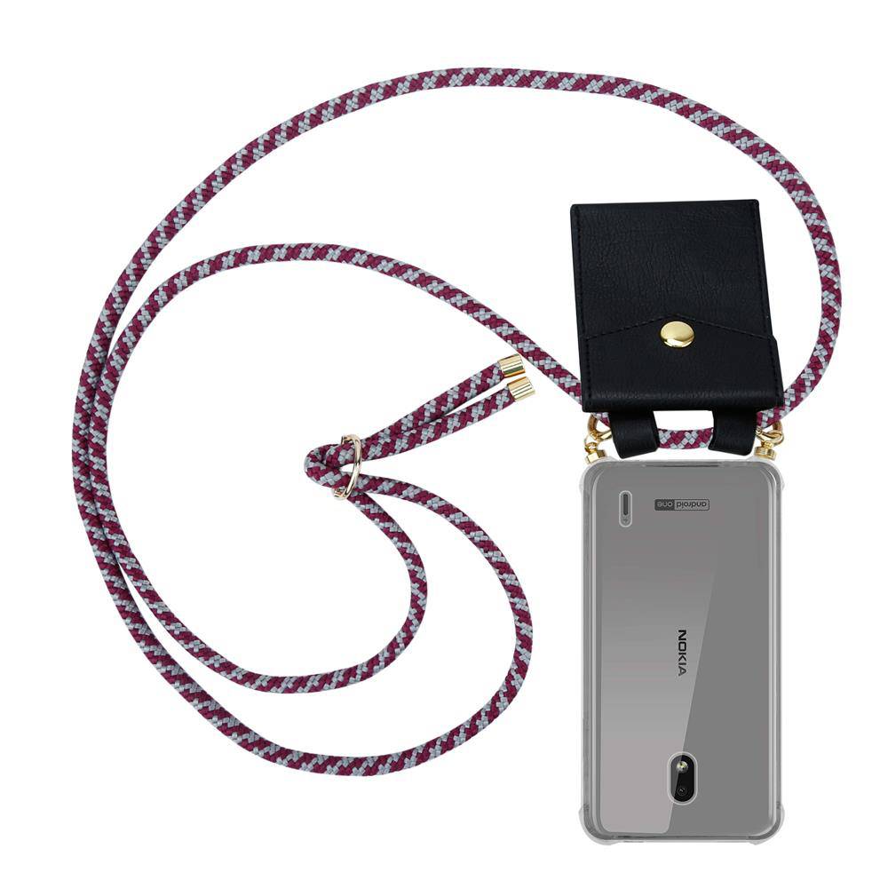Cadorabo Hülle für Nokia 2.2 Schutzhülle in Rot Handy Kette Silikon Kordel abnehmbares Etui