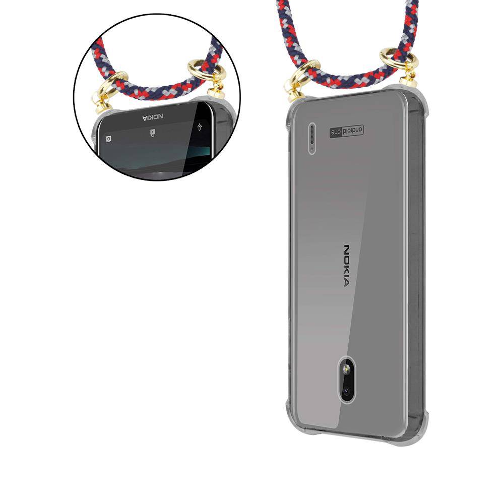 Cadorabo Hülle für Nokia 2.2 Schutzhülle in Blau Handy Kette Silikon Kordel abnehmbares Etui