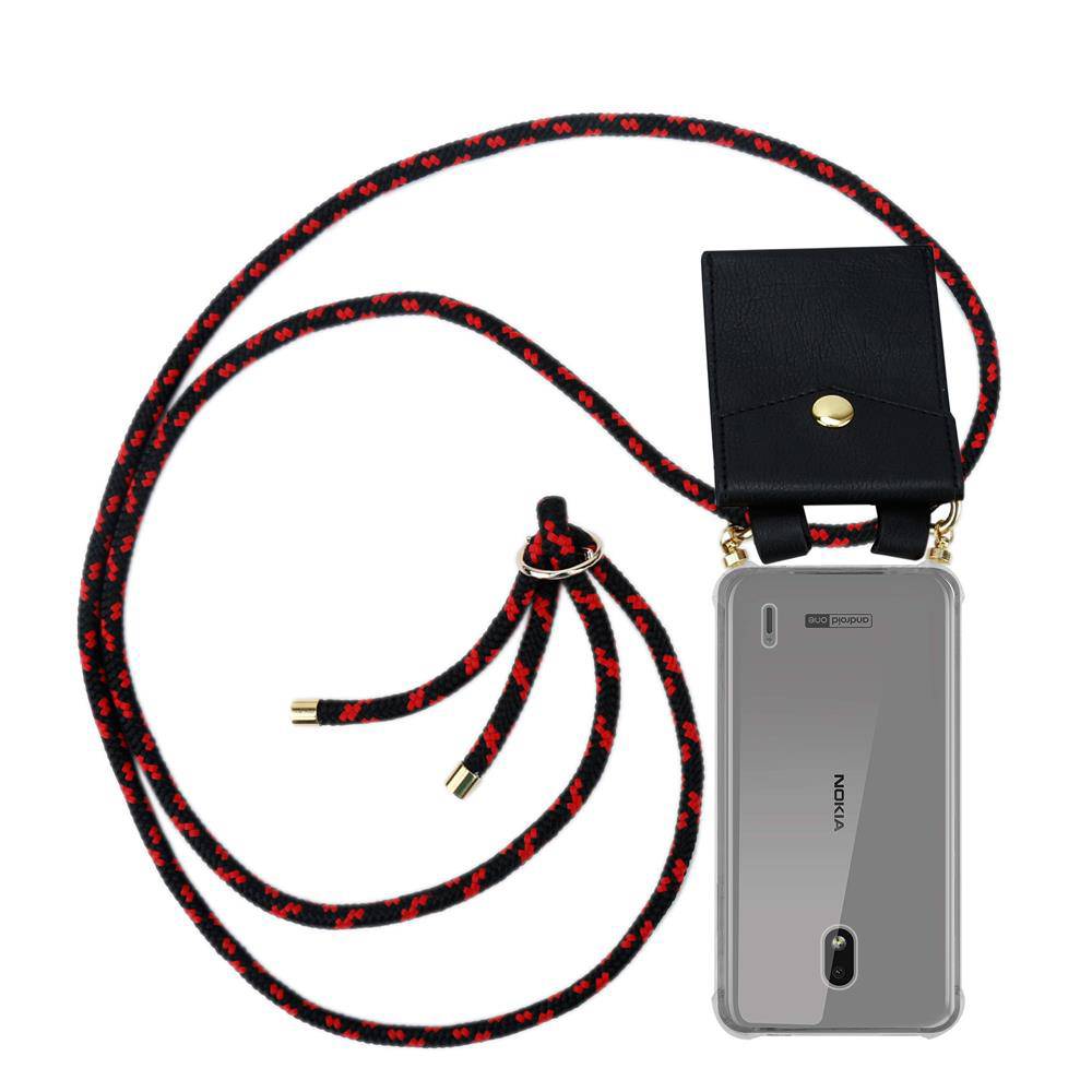 Cadorabo Hülle für Nokia 2.2 Schutzhülle in Schwarz Handy Kette Silikon Kordel abnehmbares Etui