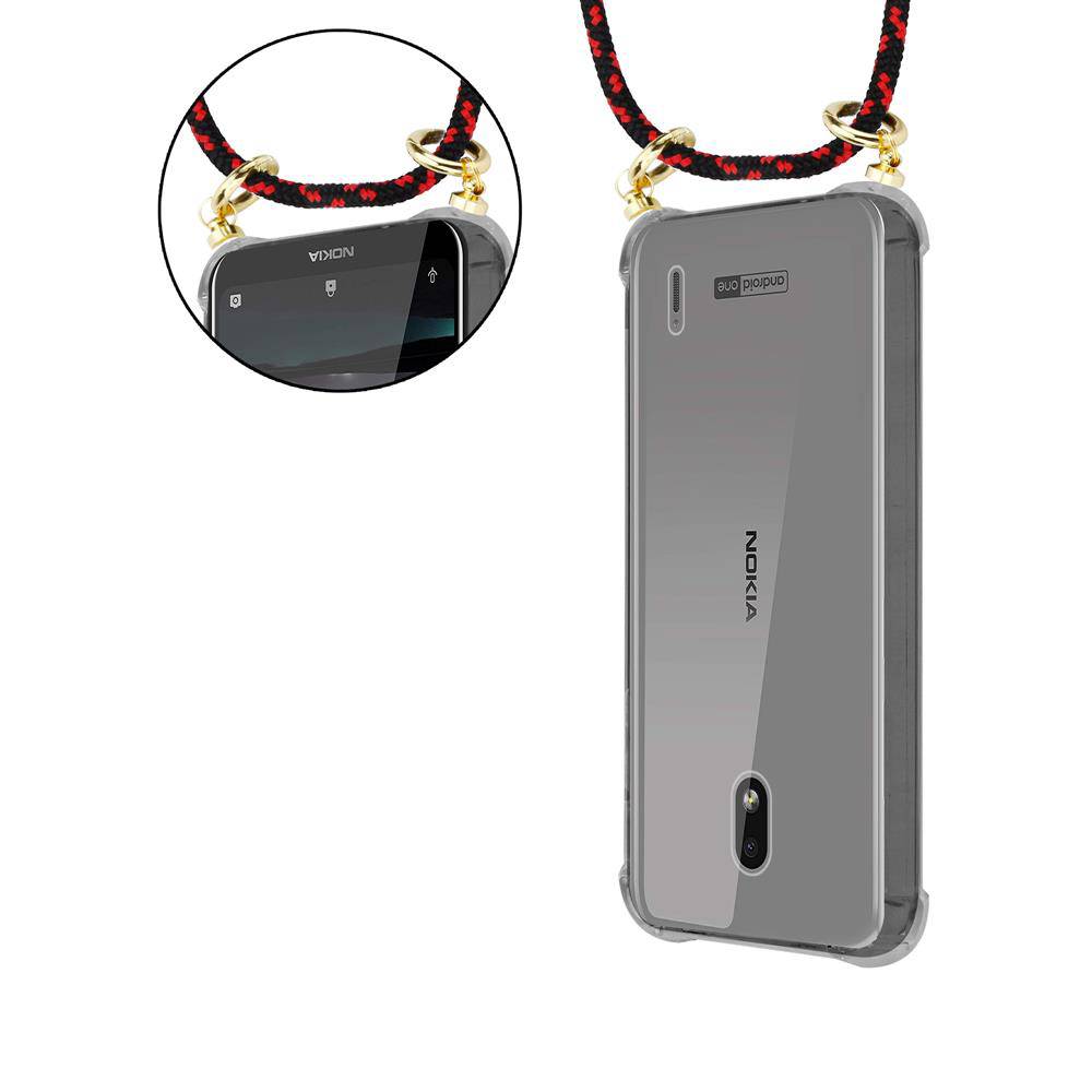 Cadorabo Hülle für Nokia 2.2 Schutzhülle in Schwarz Handy Kette Silikon Kordel abnehmbares Etui