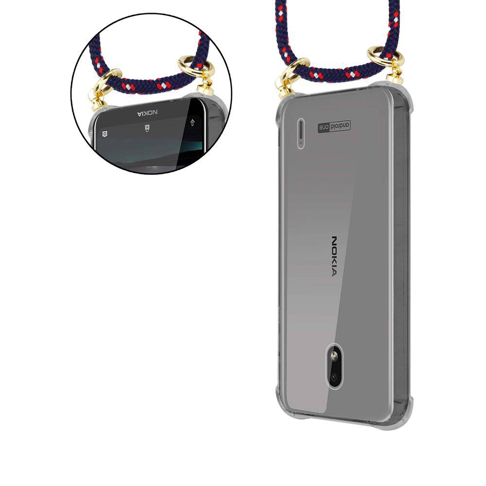 Cadorabo Hülle für Nokia 2.2 Schutzhülle in Blau Handy Kette Silikon Kordel abnehmbares Etui
