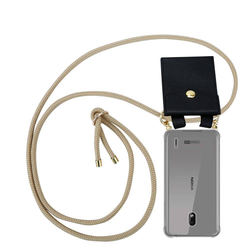 Cadorabo Hülle für Nokia 2.2 Schutzhülle in Braun Handy Kette Silikon Kordel abnehmbares Etui