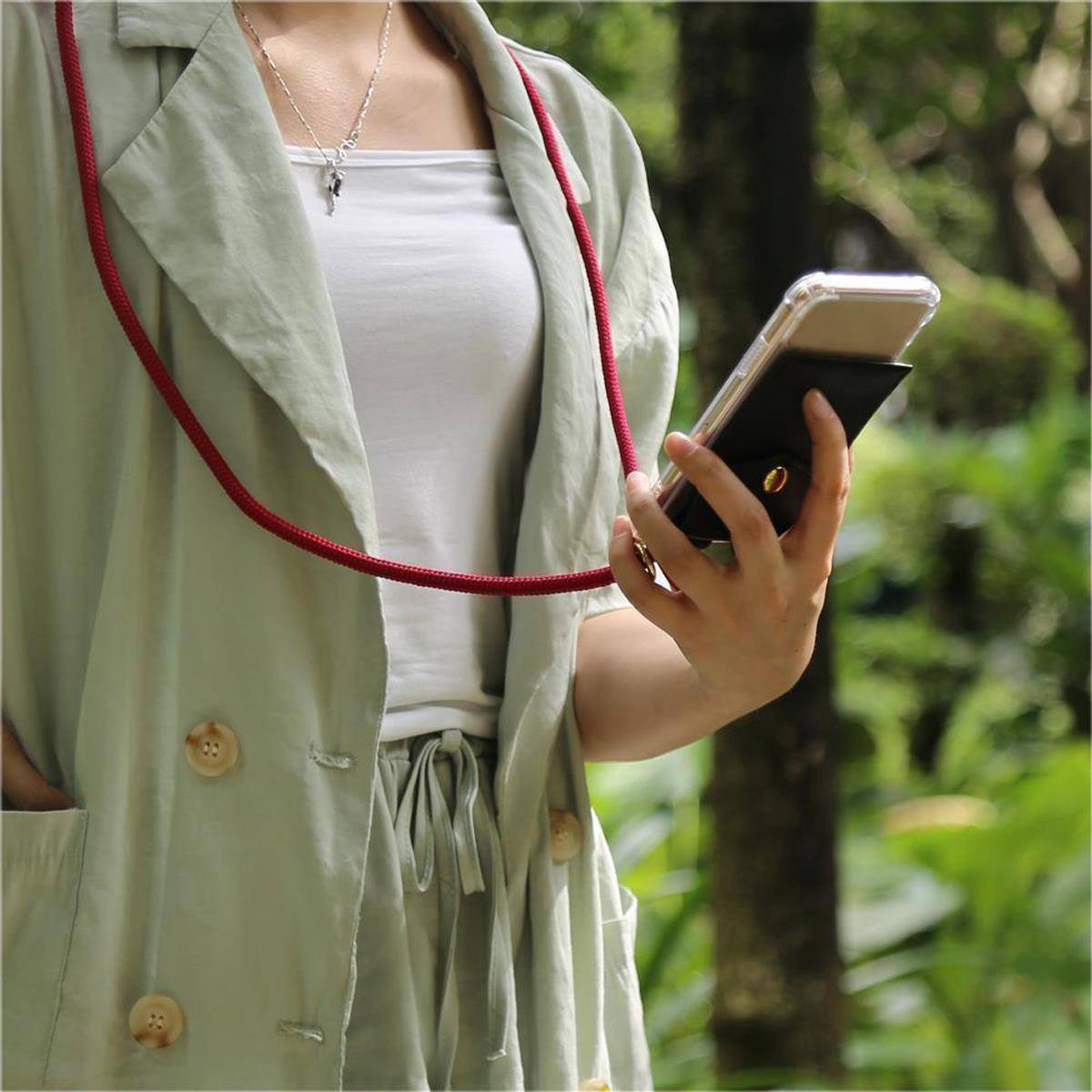 Cadorabo Hülle für Nokia 2.2 Schutzhülle in Rot Handy Kette Silikon Kordel abnehmbares Etui