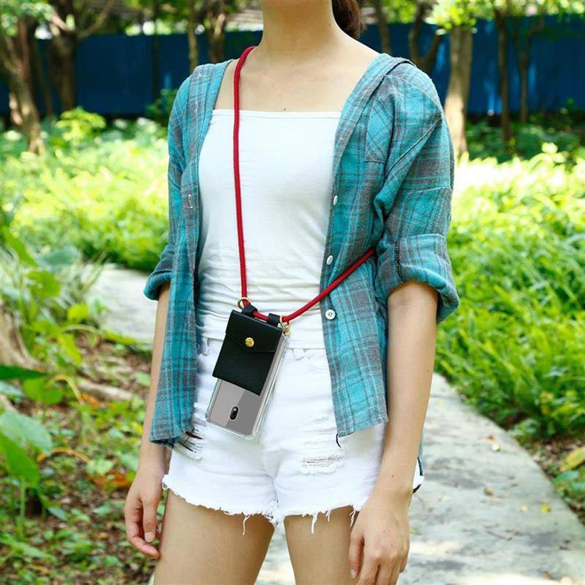 Cadorabo Hülle für Nokia 2.2 Schutzhülle in Rot Handy Kette Silikon Kordel abnehmbares Etui